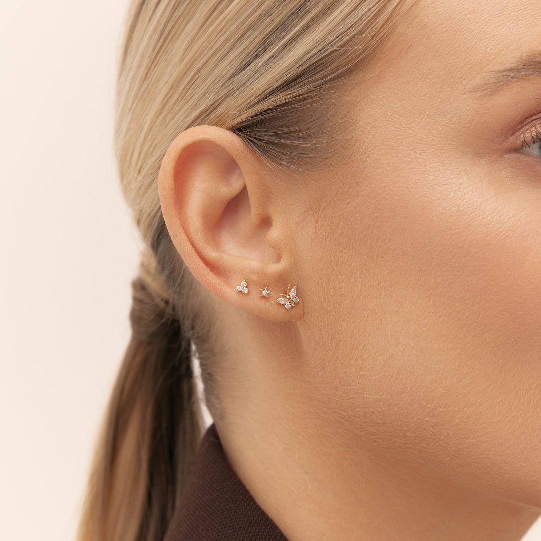 Diamond piercing in yellow gold