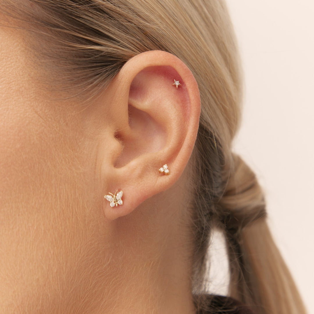 Diamond piercing in yellow gold