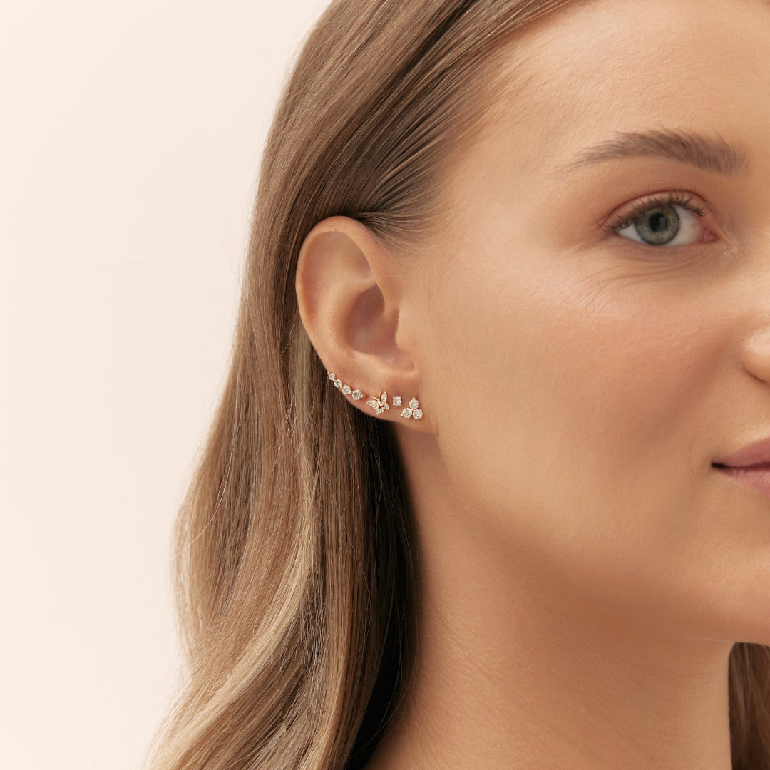 Diamond piercing in yellow gold