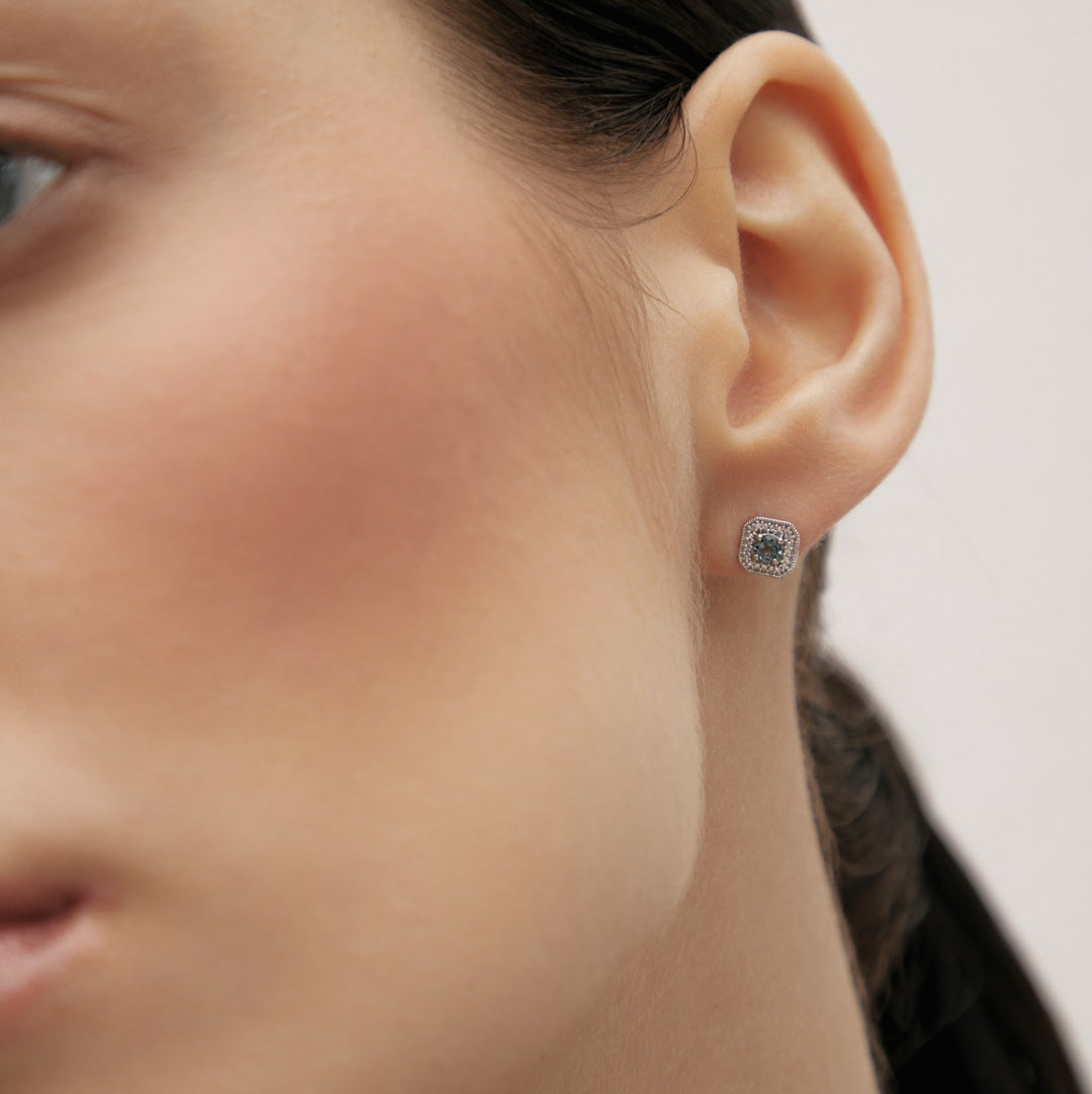 Sapphire earrings in white gold with topaz and diamonds