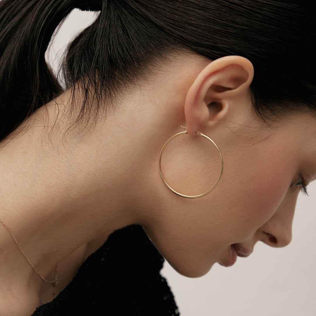 White gold hoop earrings