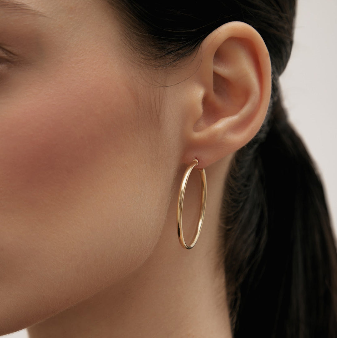 White gold hoop earrings