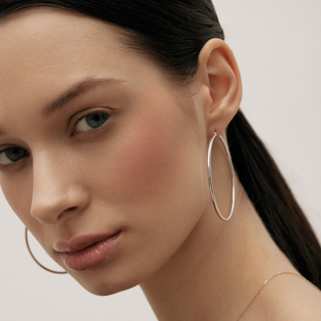 White gold hoop earrings