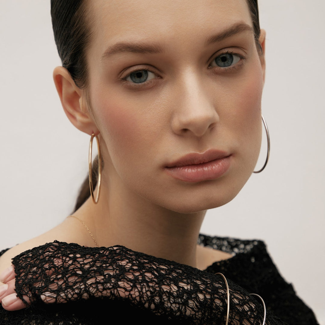 Yellow gold hoop earrings